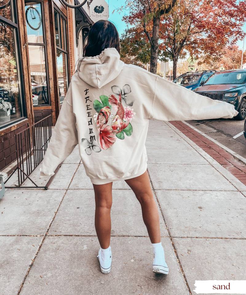 Cozy Vintage Japanese Koi Fish Hoodie Nautical Animal Asian Art Nouveau Japan Hooded Sweater Pond Top Urban Unisex Spring Shirt Tokyo Style von ChrisArtisticShop