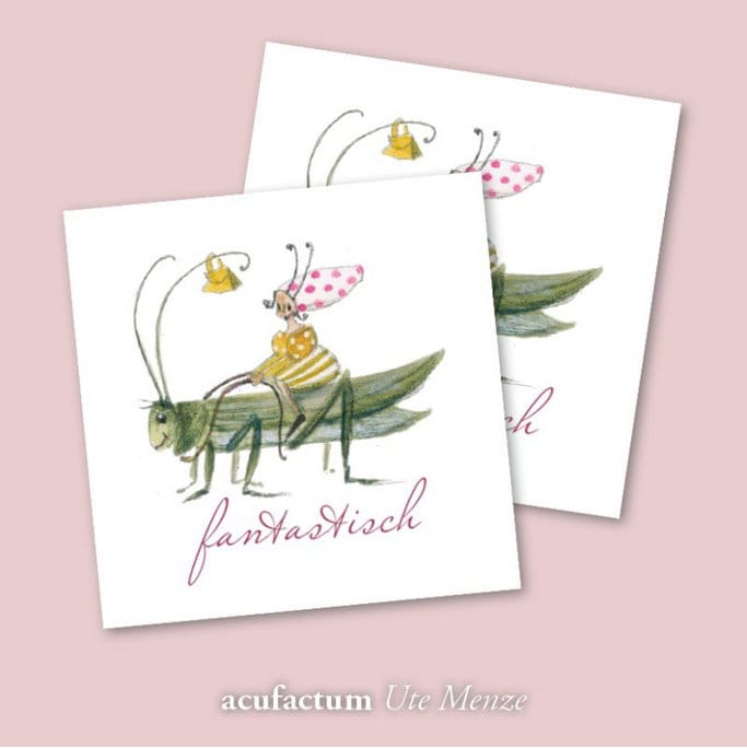 2 Aufnäher Heuschrecke Fantastisch 40 X 40mm Acufactum Silke Leffler Webetikett Label Flicken Patch von ChrisKaaDesign