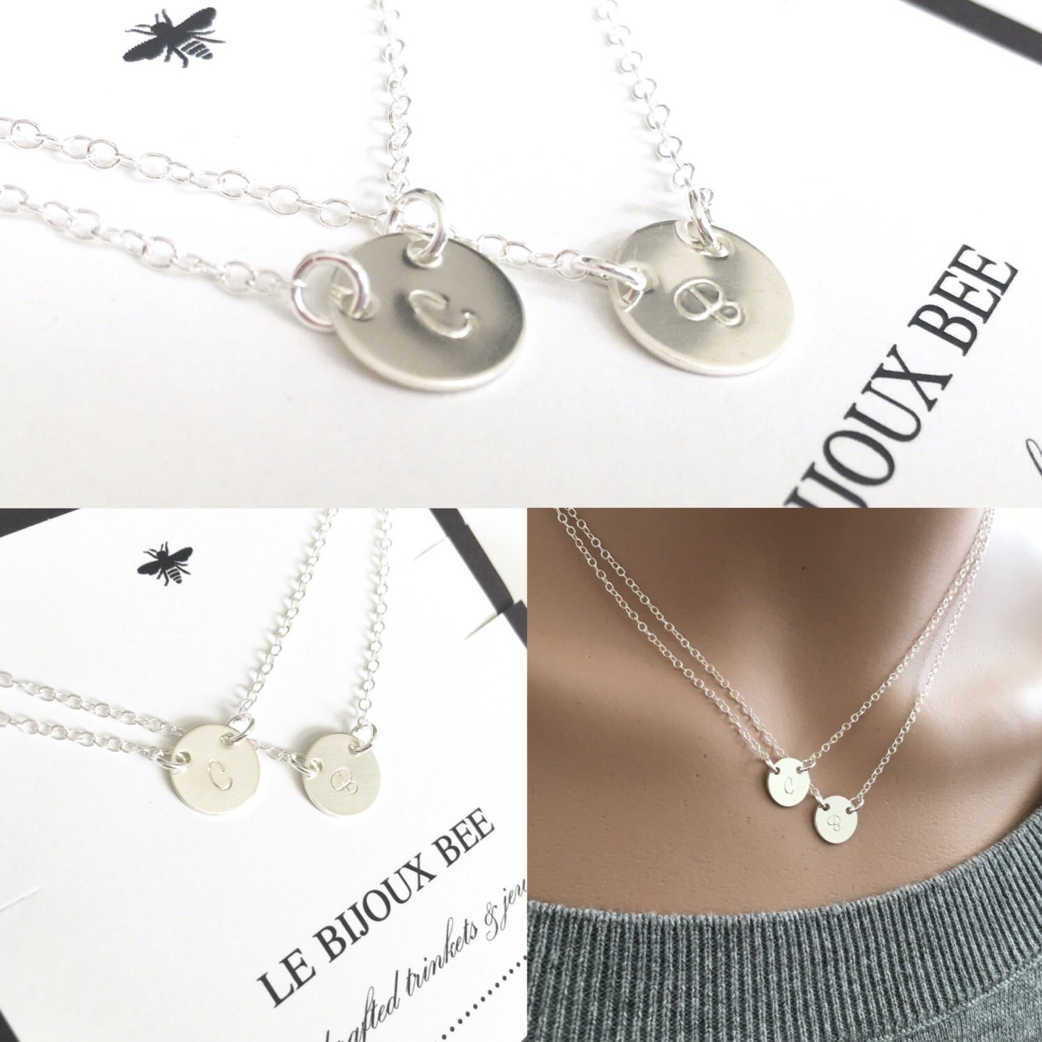 Einfache Geschichtete Sterling Silber Doppel Initial Halskette ....mutter, Tochter, Schwester, Bester Freund Einfache Geschichtete Sterling Silber Doppel Initial Halskette ....mutter, Tochter, Schwester, Bester Freund von ChrisKateJewelry