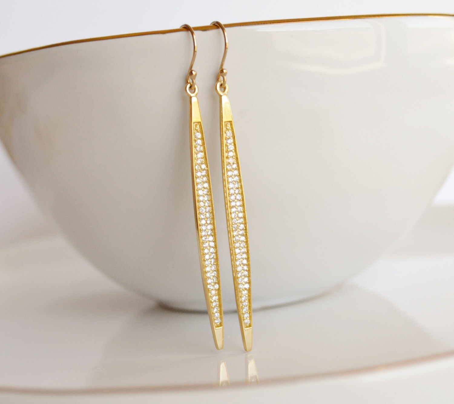 Gold Cz Pave Spike Ohrringe Gold Cz Pave Spike Ohrringe von ChrisKateJewelry