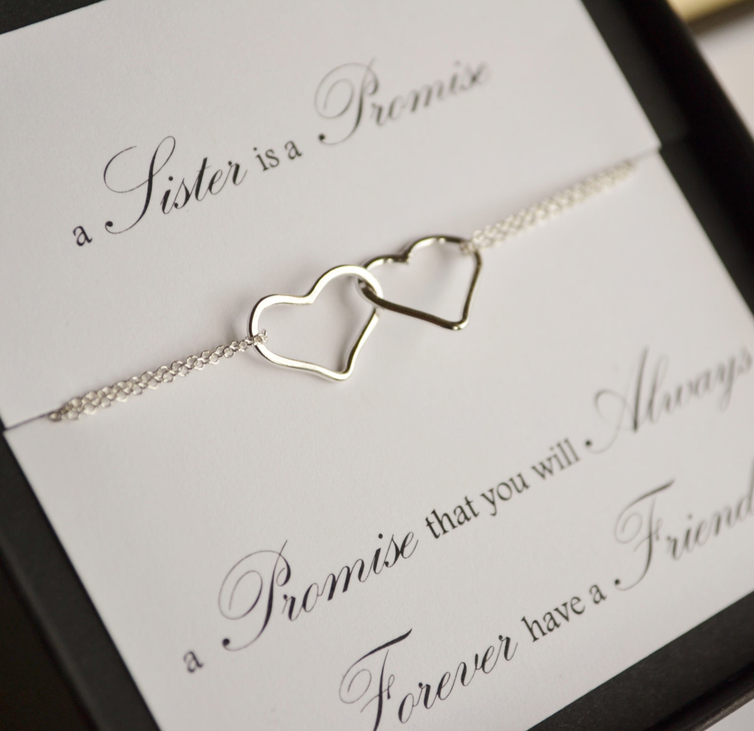 Verknüpfte Sterling Silber Herz Schwester Versprechen Halskette Verknüpfte Sterling Silber Herz Schwester Versprechen Halskette von ChrisKateJewelry