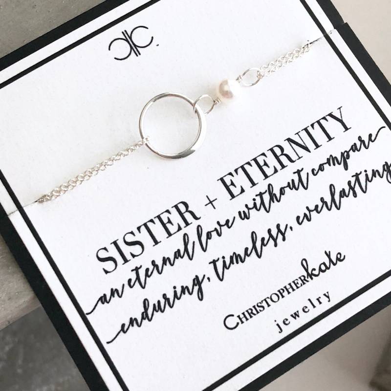 sterling Silber Eternity Schwester Armband Mit Süßwasserperle ....beste Freundin, Braut sterling Silber Eternity Schwester Armband Mit Süßwasserperle ....beste Freundin, Braut von ChrisKateJewelry