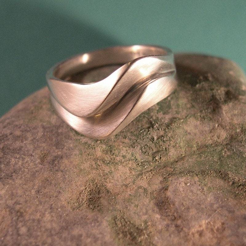 Doppel Wellen Ring, Welle Strand Surfer Yin Yang Sterling Silber von ChrisMuellerJewelry