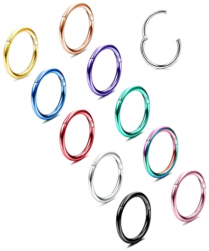Chriscoco 10 STK 16/18G 316L Edelstahl Nasenpiercing Ring Nasenring Septum Clicker Ring Septum Tragus Helix Daith Sleeper Conch Knorpel Piercing Ohrring Set für Damen Herren von Chriscoco