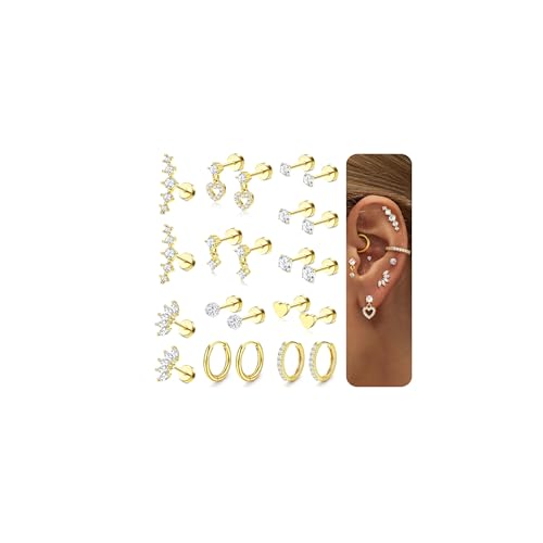 Chriscoco 11 Paare Chirurgenstahl Ohrringe Gold Damen Helix Piercings Piercing Ohr Medizinische Ohrstecker Klein Creolen Rook Conch Tragus Piercing Für Mehrere Ohrlöcher Chriscoco 11 Paare Chirurgenstahl Ohrringe Gold Damen Helix Piercings Piercing Ohr Medizinische Ohrstecker Klein Creolen Rook Conch Tragus Piercing Für Mehrere Ohrlöcher von Chriscoco