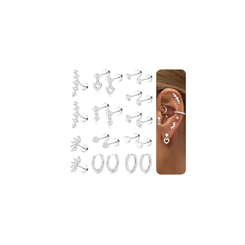 Chriscoco 11 Paare Chirurgenstahl Ohrringe Silber Damen Helix Piercings Piercing Ohr Medizinische Ohrstecker Klein Creolen Rook Conch Tragus Piercing Für Mehrere Ohrlöcher Chriscoco 11 Paare Chirurgenstahl Ohrringe Silber Damen Helix Piercings Piercing Ohr Medizinische Ohrstecker Klein Creolen Rook Conch Tragus Piercing Für Mehrere Ohrlöcher von Chriscoco