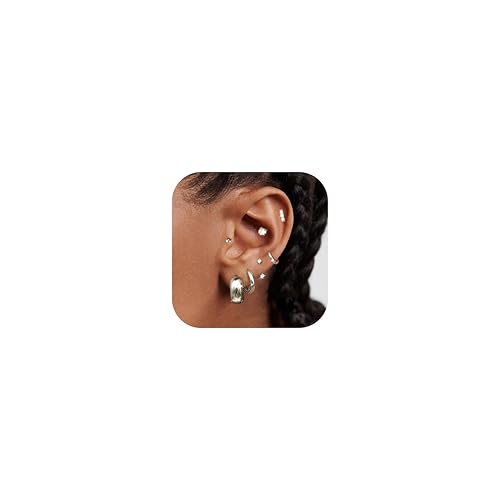 Chriscoco 7Paar Silber Ohrringe Damen 14 Karat Vergoldet Ohrstecker Gold Ohrstecker Silber Ohrringe Set Creolen Ohrringe Stecker für Mehrere Ohrlöcher Chriscoco 7Paar Silber Ohrringe Damen 14 Karat Vergoldet Ohrstecker Gold Ohrstecker Silber Ohrringe Set Creolen Ohrringe Stecker für Mehrere Ohrlöcher von Chriscoco