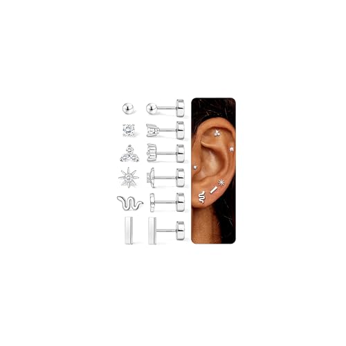 Chriscoco 14K Vergoldete Ohrringe Set - Silber Damen Chirurgenstahl Hypoallergene Medizinische Ohrstecker - Piercing für Ohr, Helix, Tragus von Chriscoco