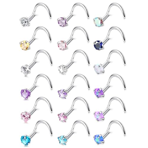 Chriscoco 18 Stück 20G Nasenpiercing Stecker Chirurgenstahl Nostril Piercing Zirconia Opal Piercing Nase Silber Nasenstecker Nasenpiercing Schmuck für Damen Herren S-Form Chriscoco 18 Stück 20G Nasenpiercing Stecker Chirurgenstahl Nostril Piercing Zirconia Opal Piercing Nase Silber Nasenstecker Nasenpiercing Schmuck für Damen Herren S-Form von Chriscoco