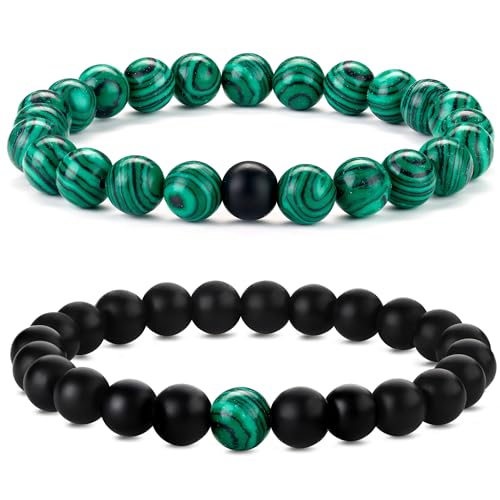 Chriscoco 8MM Perlenarmband Herren Damen Armband Herren Partnerarmbänder Handmade Naturstein Armband Tigerauge Armband Lavastein Armband Männer Armband Pärchen Armband Elastische Armbänder für Herren von Chriscoco