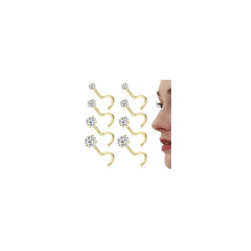 Chriscoco 20G Nasenpiercing Gold Nasenpiercing Chirurgenstahl 14K Gold Nasenpiercing Stecker Zirconia Piercing Nase Nasenstecker Nostril Piercing für Damen Herren von Chriscoco