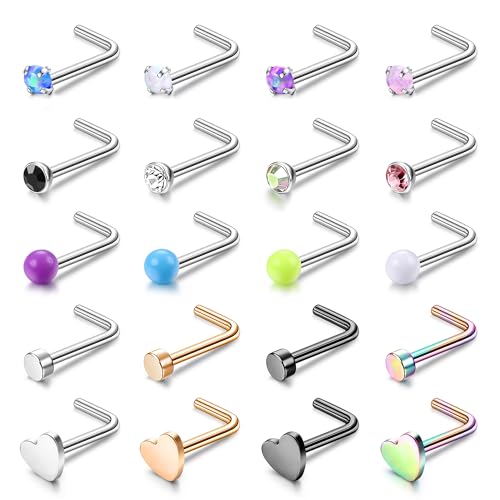 Chriscoco 20G Nasenpiercing Stecker Chirurgenstahl Titan Nostril Piercing Zirconia Opal Nasenringe Silber Nasenstecker Nasenpiercing Schmuck für Damen Herren von Chriscoco