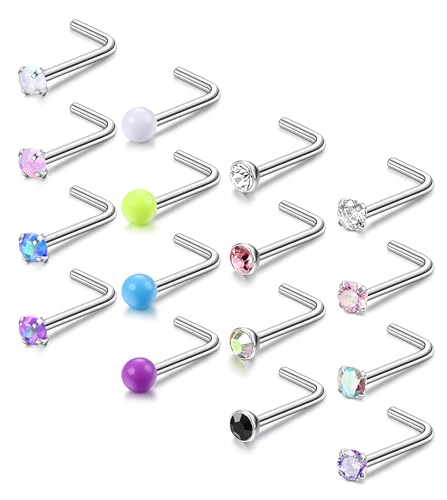 Chriscoco 20G Nasenpiercing Stecker Chirurgenstahl Titan Nostril Piercing Zirconia Opal Nasenringe Silber Nasenstecker Nasenpiercing Schmuck für Damen Herren von Chriscoco