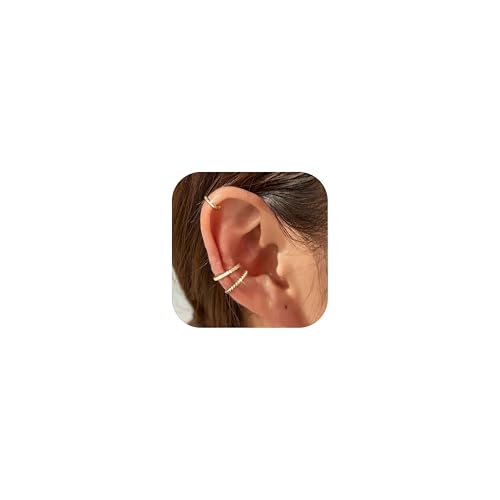 Chriscoco 3Paare Ear Cuff Gold Ohrmanschette Ohrringe Fake Ohrringe Fake Pircing Ohrringe Ohne Ohrloch Clip Ohrringe Damen Fake Helix Knorpel Wrap Earcuff von Chriscoco