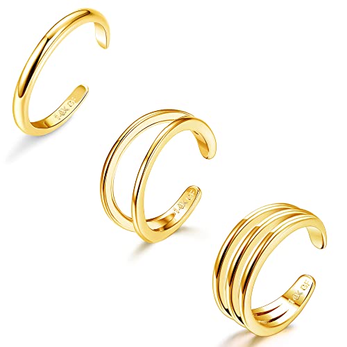 Chriscoco 3 Stück 14K Gold Gefüllte Zehenring für Damen Mädchen Silber/Gold Verstellbar Offene Zehenringe Sommer Strand Fußschmuck Chriscoco 3 Stück 14K Gold Gefüllte Zehenring für Damen Mädchen Silber/Gold Verstellbar Offene Zehenringe Sommer Strand Fußschmuck von Chriscoco