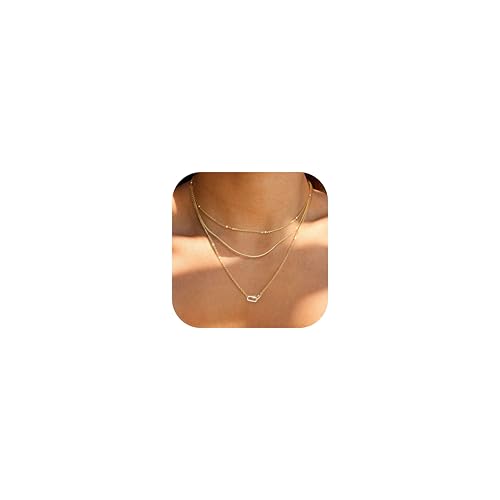 Chriscoco 3Pcs Kette Gold Damen Layering Halskette Damen 14K Vergoldete Ketten Set Wasserfest Kette Silber Goldkette Mit CZ Herz Kreuz Anhänger Für Frauen von Chriscoco