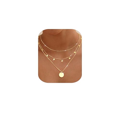 Chriscoco 3Pcs Kette Gold Damen Layering Halskette Damen Gold 14K Vergoldet Edelstahl Kette mit Coin Anhänger Wasserfest Einstellbare Goldkette Silberkette Chriscoco 3Pcs Kette Gold Damen Layering Halskette Damen Gold 14K Vergoldet Edelstahl Kette mit Coin Anhänger Wasserfest Einstellbare Goldkette Silberkette von Chriscoco