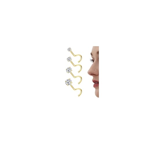 Chriscoco 20G Gold Nasenstecker Chirurgenstahl 14K Gold Nasenpiercing Stecker Zirconia Piercing Nase Nostril Piercing für Damen Herren von Chriscoco