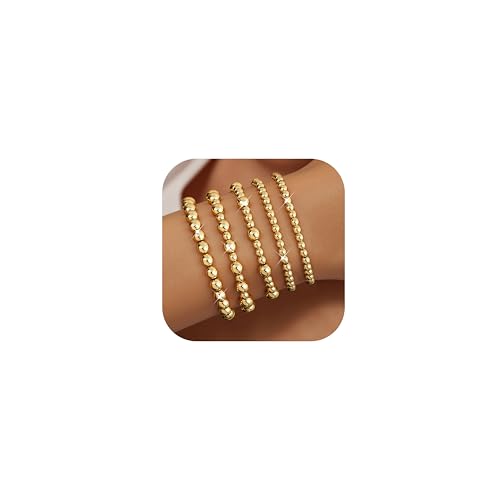 Chriscoco 5-6 Stück Armband Damen Gold Silber, 14 Karat Vergoldet Armbänder Gold Schmuck Perlenarmband Stack Set Elastisches Verstellbare Armband Set Goldschmuck für Damen Mädchen,5PCS-G Chriscoco 5-6 Stück Armband Damen Gold Silber, 14 Karat Vergoldet Armbänder Gold Schmuck Perlenarmband Stack Set Elastisches Verstellbare Armband Set Goldschmuck für Damen Mädchen,5PCS-G von Chriscoco