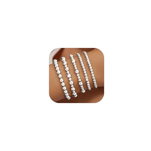 Chriscoco 5-6 Stück Armband Damen Gold Silber, 14 Karat Vergoldet Armbänder Gold Schmuck Perlenarmband Stack Set Elastisches Verstellbare Armband Set Goldschmuck für Damen Mädchen,5PCS-S Chriscoco 5-6 Stück Armband Damen Gold Silber, 14 Karat Vergoldet Armbänder Gold Schmuck Perlenarmband Stack Set Elastisches Verstellbare Armband Set Goldschmuck für Damen Mädchen,5PCS-S von Chriscoco