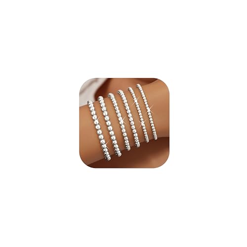 Chriscoco 5-6 Stück Armband Damen Gold Silber, 14 Karat Vergoldet Armbänder Gold Schmuck Perlenarmband Stack Set Elastisches Verstellbare Armband Set Goldschmuck für Damen Mädchen,6PCS-S Chriscoco 5-6 Stück Armband Damen Gold Silber, 14 Karat Vergoldet Armbänder Gold Schmuck Perlenarmband Stack Set Elastisches Verstellbare Armband Set Goldschmuck für Damen Mädchen,6PCS-S von Chriscoco
