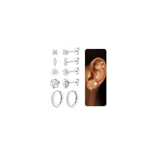Chriscoco 5Paar Sterling Silber Ohrstecker Silber Marquise CZ Ohrringe Für Frauen Mädchen Chriscoco 5Paar Sterling Silber Ohrstecker Silber Marquise CZ Ohrringe Für Frauen Mädchen von Chriscoco