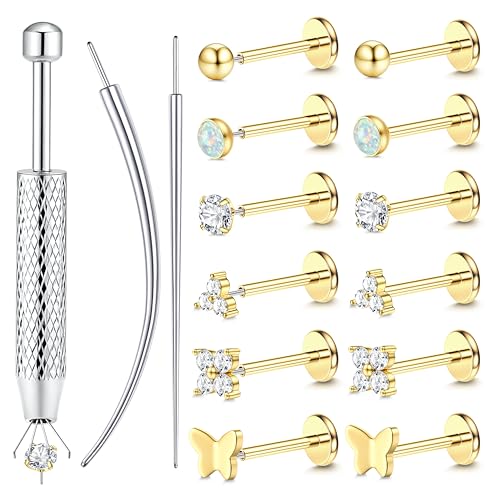 Chriscoco 6 Paar 18G Helix Piercings Chirurgenstahl Piercing Ohr Lippenpiercing Nasenpiercing Labret Tragus Piercing Gold Ohrpiercing Medusa Conch Piercings Set für Frauen Chriscoco 6 Paar 18G Helix Piercings Chirurgenstahl Piercing Ohr Lippenpiercing Nasenpiercing Labret Tragus Piercing Gold Ohrpiercing Medusa Conch Piercings Set für Frauen von Chriscoco