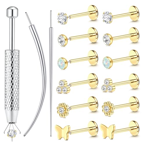 Chriscoco 6 Paar 18G Helix Piercings Chirurgenstahl Piercing Ohr Lippenpiercing Nasenpiercing Labret Tragus Piercing Silber Gold Ohrpiercing Medusa Conch Piercings Set für Frauen Chriscoco 6 Paar 18G Helix Piercings Chirurgenstahl Piercing Ohr Lippenpiercing Nasenpiercing Labret Tragus Piercing Silber Gold Ohrpiercing Medusa Conch Piercings Set für Frauen von Chriscoco