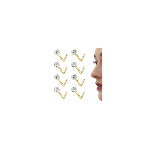 Chriscoco 20G Nasenpiercing Gold Nasenpiercing Chirurgenstahl 14K Gold Nasenpiercing Stecker Zirconia Piercing Nase Nasenstecker Nostril Piercing für Damen Herren von Chriscoco