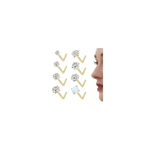 Chriscoco 20G Nasenpiercing Gold Nasenpiercing Chirurgenstahl 14K Gold Nasenpiercing Stecker Zirconia Piercing Nase Nasenstecker Nostril Piercing für Damen Herren von Chriscoco