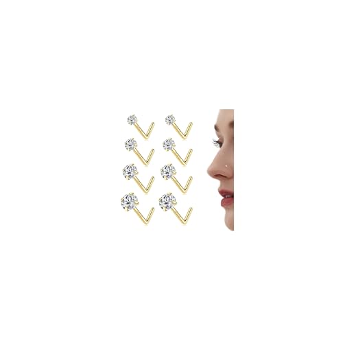 Chriscoco 20G Nasenpiercing Gold Nasenpiercing Chirurgenstahl 14K Gold Nasenpiercing Stecker Zirconia Piercing Nase Nasenstecker Nostril Piercing für Damen Herren von Chriscoco