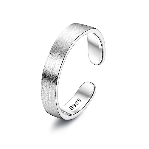 Chriscoco 925 Silber Ringe für Damen Verstellbare Ring Bandring Eheringe Verlobungsring Daumenring Verstellbar Offener Ring für Damen Herren 4MM von Chriscoco
