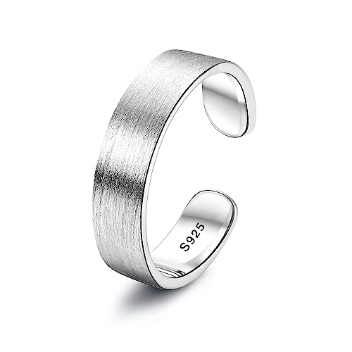 Chriscoco 925 Silber Ringe für Damen Verstellbare Ring Bandring Eheringe Verlobungsring Daumenring Verstellbar Offener Ring für Damen Herren 5MM von Chriscoco