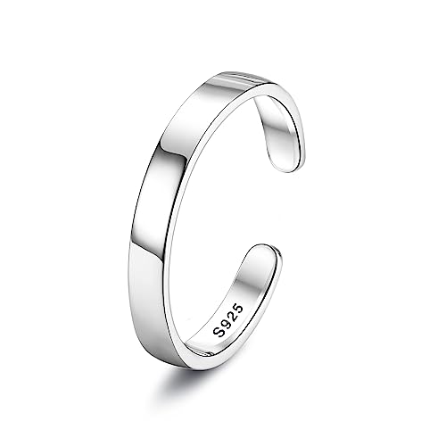 Chriscoco 925 Silber Ringe für Damen Verstellbare Ring Bandring Verlobungsring Eheringe Daumenring Verstellbar Offener Ring für Damen 3MM von Chriscoco