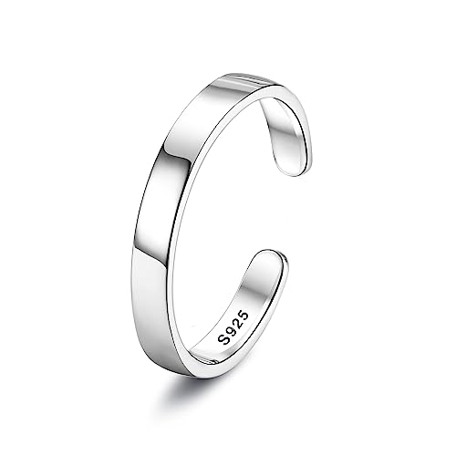 Chriscoco 925 Silber Ringe für Damen Verstellbare Ring Bandring Verlobungsring Eheringe Daumenring Verstellbar Offener Ring für Damen Herren 3MM von Chriscoco