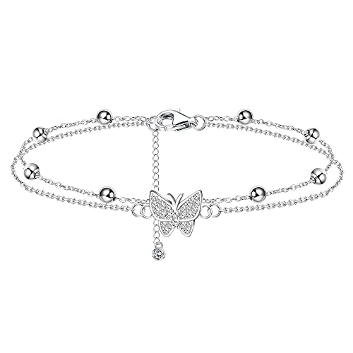 Chriscoco Armband Damen 925 Sterling Silber für Frauen Verstellbar Herz Schmetterling Gliederkette Unendlichkeit Liebe Armband Charms Graduate Geburtstag Schmuck Geschenk von Chriscoco