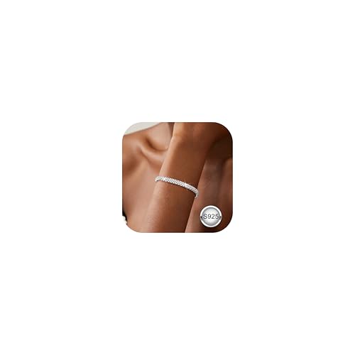 Chriscoco Armband Silber 925 Damen Verstellbare Armbänder Silber Stapelbare Silberarmband Tennisarmband Zirkonia Armkette für Damen Mädchen 17.5 cm von Chriscoco