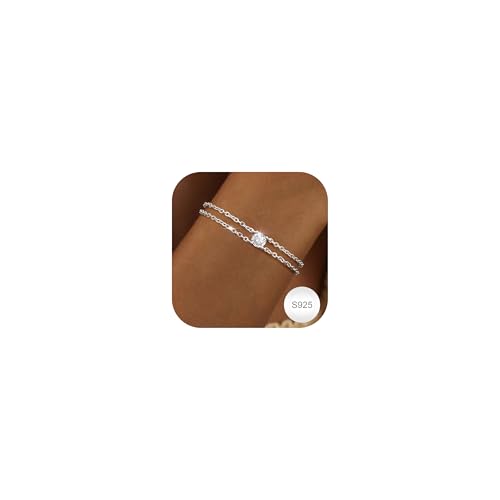 Chriscoco Armband Damen Silber 925 Verstellbare Armband Gold mit Cubic Zirkonia Stapelbare Armkette Sterling Silber Armbänder für Damen Frauen Mädchen von Chriscoco
