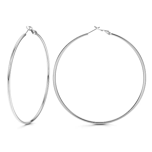 Chriscoco Creolen Silber 925 für Damen - Groß, Hypoallergen, Leicht - 70mm Ohrringe für Mädchen von Chriscoco