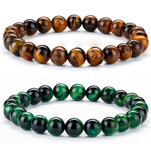 Chriscoco 8 mm Armband für Herren und Damen, Perlen-Armband, Paar, Armband, Naturstein, Tigerauge, Lavastein, Schmuck für Herren, Adjustable: 18,5 cm à 26,4 cm, Stein Metall, Ohne Schmucksteine Chriscoco 8 mm Armband für Herren und Damen, Perlen-Armband, Paar, Armband, Naturstein, Tigerauge, Lavastein, Schmuck für Herren, Adjustable: 18,5 cm à 26,4 cm, Stein Metall, Ohne Schmucksteine von Chriscoco