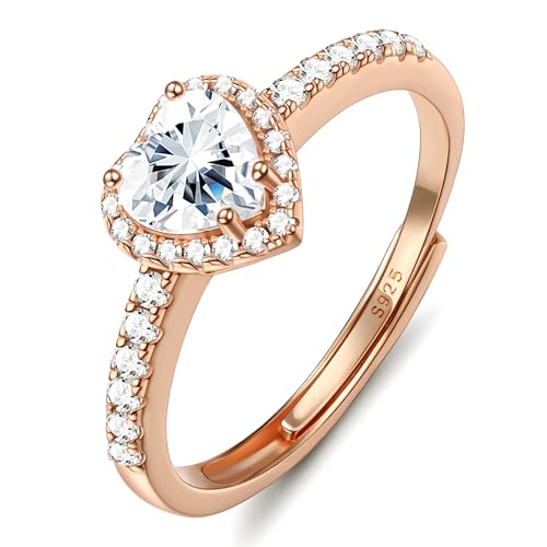 Chriscoco Herz Ringe Frauen Silber 925 Silber/Roségold/Gold Ringe Damen Verstellbar Daumenring Verlobungsring Eheringe Jubiläum Promise Ringe Silber Ringe 925 Damen - Mit Schmuckschatulle von Chriscoco