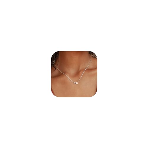 Chriscoco Kette mit Buchstabe 𝐒𝐢𝐥𝐛𝐞𝐫 𝟗𝟐𝟓 Halskette mit Buchstaben Gold/Silber Kette Damen Hypoallergene Herzkette Anfangsbuchstaben Silberkette damen - Mit Schmuckschatulle von Chriscoco