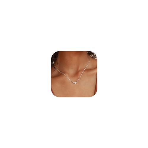 Chriscoco Kette mit Buchstabe 𝐒𝐢𝐥𝐛𝐞𝐫 𝟗𝟐𝟓 Halskette mit Buchstaben Gold/Silber Kette Damen Hypoallergene Herzkette Anfangsbuchstaben Silberkette damen - Mit Schmuckschatulle von Chriscoco