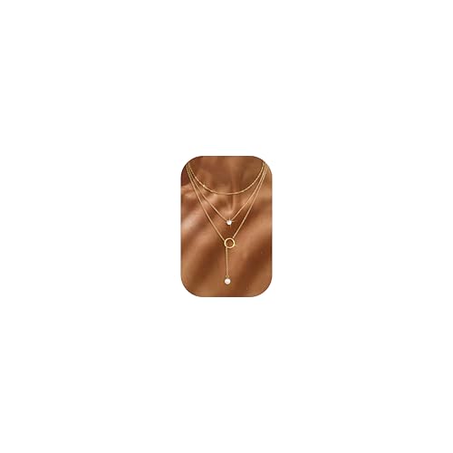 Chriscoco 3Pcs Kette Gold Damen Wasserfest 18K Vergoldete Halskette Layering CZ Perlenkette Goldkette Frauen von Chriscoco