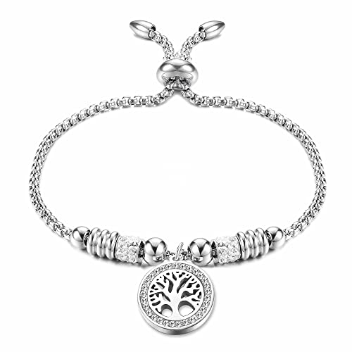 Chriscoco Lebensbaum Armband Damen Edelstahl Armbänder Handgelenk Anhänger Verstellbar Armband für Frauen von Chriscoco