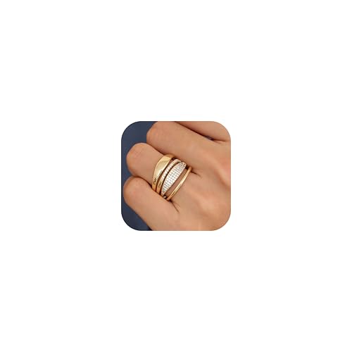 Chriscoco 4 Stück Gold Ringe Frauen 14 Karat Vergoldete Ringe Set Ring Gold Damen Daumenring Verlobungsringdamen Gold Fingerring Ringe Gold Wasserfest - Mit Schmuckschatulle 57 (18.1) von Chriscoco