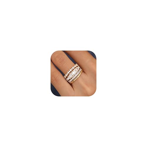 Chriscoco 4 Stück Gold Ringe Frauen 14 Karat Vergoldete Ringe Set Ring Gold Damen Daumenring CZ Verlobungsringdamen Gold Fingerring Ringe Gold Wasserfest - Mit Schmuckschatulle 54 (17.2) von Chriscoco