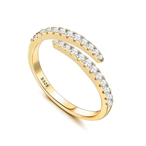 Chriscoco Ringe Frauen Silber 925 Ring Gold Damen Zirkonia Daumenring Verlobungsring Eheringe Jubiläum Promise Ringe Ring Silber 925 Damen Paar Ring Schmuck - Mit Schmuckschatulle 52 (16.6) von Chriscoco