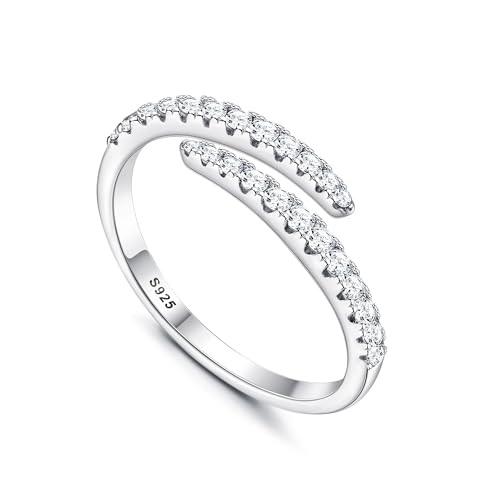 Chriscoco Ringe Frauen Silber 925 Zirkonia Daumenring Minimalistisch Verlobungsring Eheringe Jubiläum Promise Ringe Ring Silber 925 Damen Paar Ring Schmuck - Mit Schmuckschatulle 49 (15.6) von Chriscoco