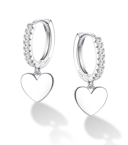 Chriscoco Silber 925 Hängend Creolen Mit Herz/Schmetterling/Stern Anhänger - Hypoallergene Ohrringe für Damen Mädchen - Mit Schmuckschatulle Chriscoco Silber 925 Hängend Creolen Mit Herz/Schmetterling/Stern Anhänger - Hypoallergene Ohrringe für Damen Mädchen - Mit Schmuckschatulle von Chriscoco